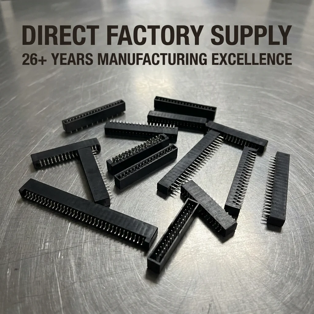 Printed board connector: 25-pin socket, spacing of 2.54 mm, perforated, gold black.